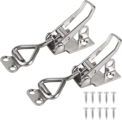 Dailygoods- Rocker Lock - Roestvrij Staal Klem - Verstelbaar - Capaciteit 100 kg - Haak en Oog - 2 Stuks - Geschikt voor Lades