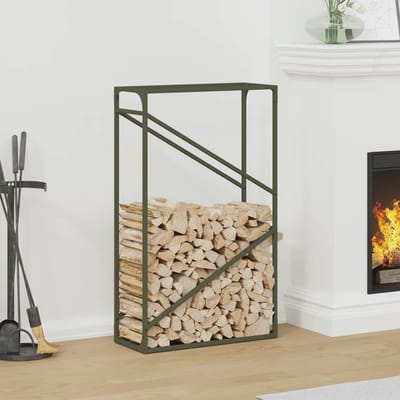 vidaXL - Brandhoutrek - 60x25x100 - cm - koudgewalst - staal - olijfgroen