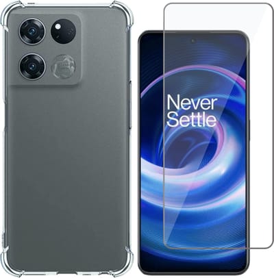 Hoesje geschikt voor OnePlus Ace - Anti Shock Proof Siliconen Back Cover Case Hoes Transparant - Tempered Glass Screenprotector