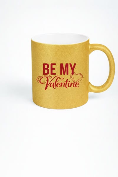 BE MY Valentine" Glitter Gouden Mok | Romantisch Valentijnscadeau