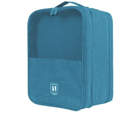 Dailygoods - Schoentas voor op reis, draagbare schoenentas, reisschoenentas, 2-laagse schoenentas voor op reis, waterdichte reistas, reistrolleytas, Blauw, uniseks