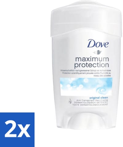 Dove Deodorant Stick - Maximum Protection - Original Clean - 45 ml - Voordeelverpakking - 2 stuks