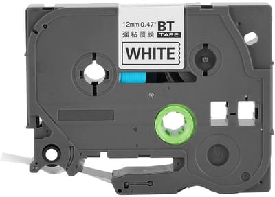 Dailygoods- Labeltape Gelamineerd 12 mm - Zwart/Wit - Sterke Functionaliteit - Voor PVC-behuizing/Sticker - Geschikt voor Badges/Labels - Heldere Afdrukkwaliteit - Labelprinter