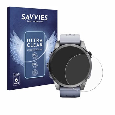Savvies - Screenprotector voor Garmin Fenix 7S (42 mm) - Folie Beschermfolie transparant 6 Stuks