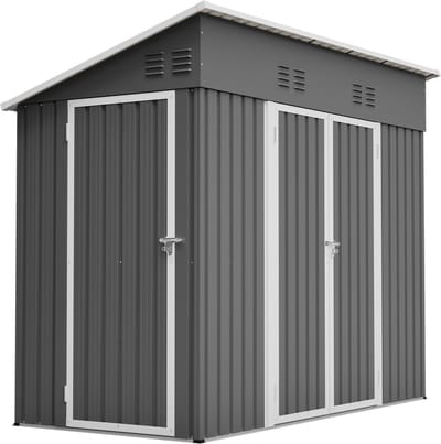 Clruro Tuinhuis - 242 x 120 x 192 cm - met deuren en ventilatie - Staal - Grijs