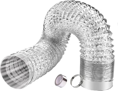 Flexibele Afvoerslang - Ventilatieslang Metaal - Lucht Afvoeren - Inclusief Klem & Tape - 1.5 Meter 120mm - Zilver