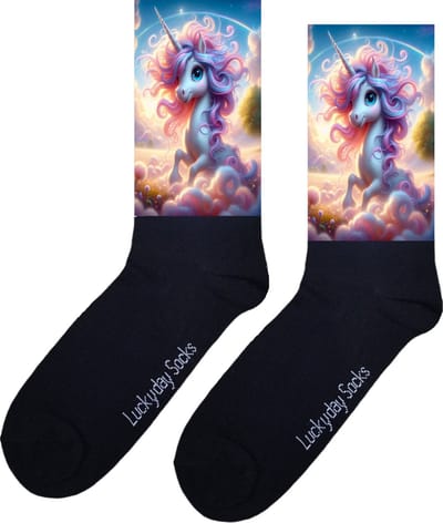 Eenhoorn - Opkikkertje - Grappige sokken - Valentijn cadeau - Verjaardag cadeau - Kerst cadeau - Fantasie - Grappige sokken - Leuke sokken - Vrolijke sokken - Kerst sokken - Vaderdag - Moederdag - Socks maken Happy - 37-44