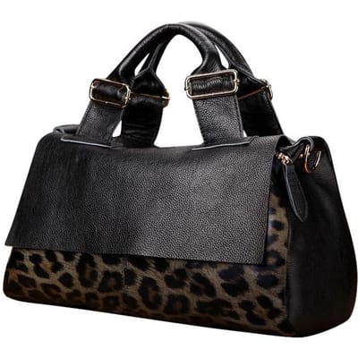 Leren tas met grote capaciteit Damestas Nieuwe buitenlandse stijl Luipaardprint Handtas Dames Grote tas Zachte leren tas voor dames width 23cm, height 39cm, gray