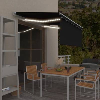 vidaXL - Luifel - handmatig - uittrekbaar - rolgordijn - LED - 3x2,5 - m - antraciet