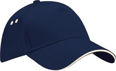 Beechfield Unisex Ultimate 5 Panel Contrast Baseball Cap met Sandwich Peak / Hoofddeksel (Pakket van 2) (Franse marine)
