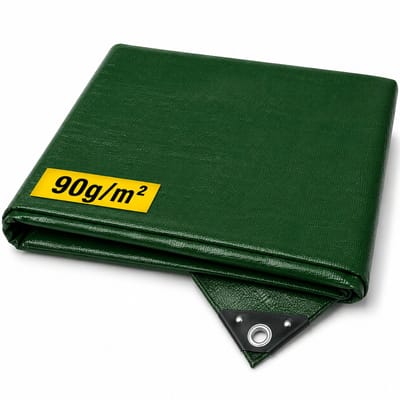 Dekzeil - 3 x 6 m – 90 g/m² – Groen - Weerbestendig, Waterdicht & UV-beschermd – Stevig Zeil voor Buiten Meubels, Aanhanger, Houtopslag of Zwembad – Grondzeil - Autohoes