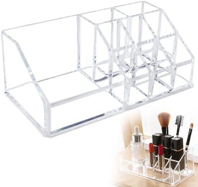 JHUBERS- Make-up Organizer - Transparant Acryl - 9 Kaartslots - Opbergdoos - Make-up Box - Dresser - 17.5 cm x 9.5 cm x 6.5 cm - Makeup Organizer
