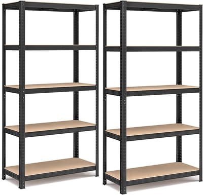 Opbergrek 2-delige set staand opbergrek met 5 lagen planken, stevig metalen frame, elke plank kan tot 175 kg dragen, geschikt voor garage, kelder en keuken, 40 x 90 x 180 cm,zwart