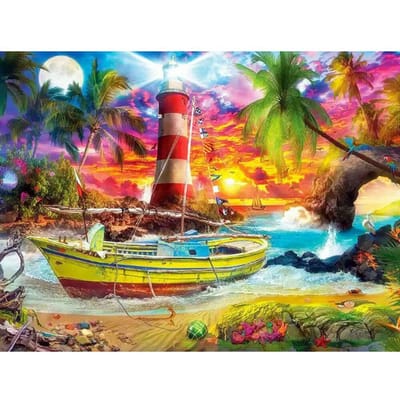 Diamant schilderij aankomst schip diamant mozaïek muurstickers volledige kust toren schilderachtige huisdecoratie 20X30CM yellow