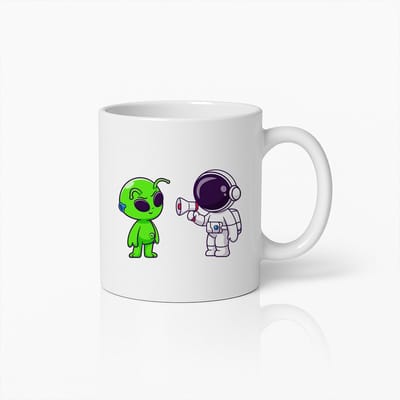 Grappige Alien en Astronaut Mok – Origineel Ruimte-Thema Koffiekopje voor Sci-Fi en Galaxie Fans