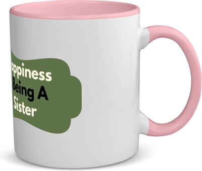Akyol - happiness is being a sister koffiemok - theemok - roze - Zus - de liefste zus - verjaardag - cadeautje voor zus - zus artikelen - kado - geschenk - 350 ML inhoud