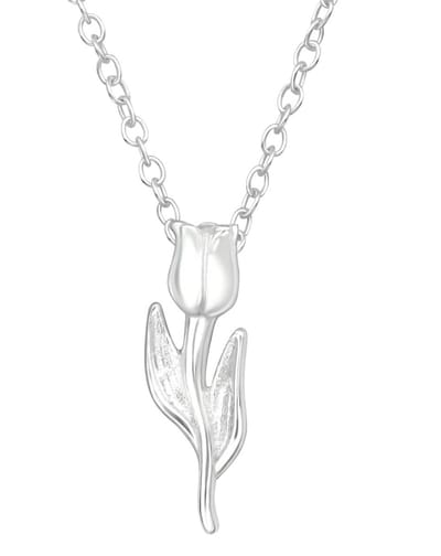 Joy|S - Zilveren roosje bloem hanger - met ketting 42 cm + 3 cm extension