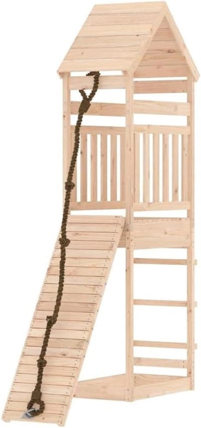 Houten Speelhuisje met Klimmuur - Speeltoren Buiten - Buiten Spelen - Onder Druk Geïmpregneerd Grenenhout - 264 cm Hoog