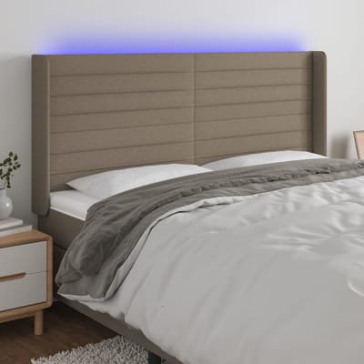 vidaXL - Hoofdbord - LED - 183x16x118/128 - cm - stof - taupe