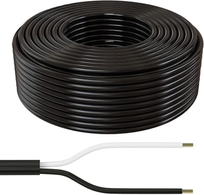 Voertuigkabel Rond - Aanhangwagenkabel Autokabel - Voertuigverlichting Installeren - Olie en Vlamvertragend - 50 meter 2x15mm² - Zwart