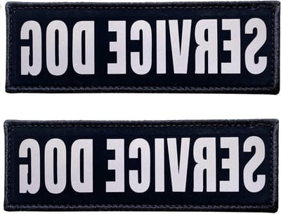 Reflecterende Hondenpatches - Servicehond Tags - Harnas Identificatie - Haak en Lus Bevestiging - 5x15 inch - Zwart
