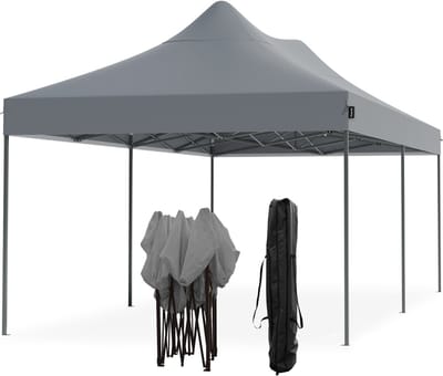 LifeGoods Partytent - Opvouwbaar - 3x6 m - Easy Up - Paviljoen - Waterdicht - Draagtas met Wieltjes - Donkergrijs