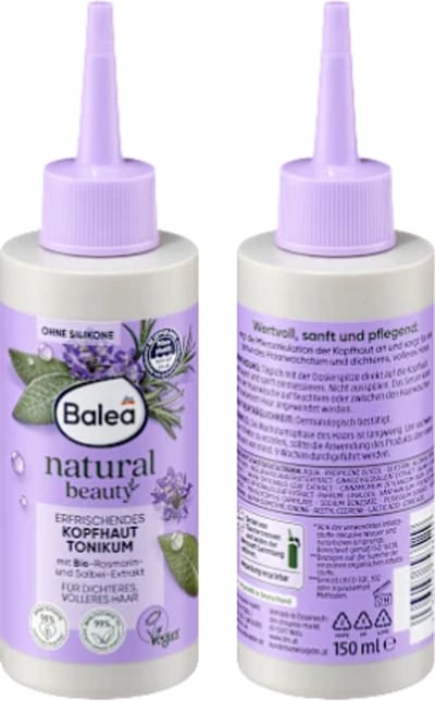 Balea Natural Beauty Haar- en Hoofdhuid Tonic | 1x 150 ml | Verfrissend hoofdhuidserum met Bio-Rozemarijn en Bio-Salie