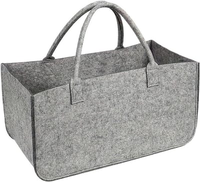 Brandhout Tas - Houtmand Opberger - Haardhout Opslag - Extra Dik Vilt - Ruim Interieur - Grijs
