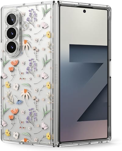 Ringke Fusion Design | Hoesje Geschikt voor Samsung Galaxy Z Fold 7 | Back Cover met Antikrascoating | Militaire Standaard | Dry Flowers