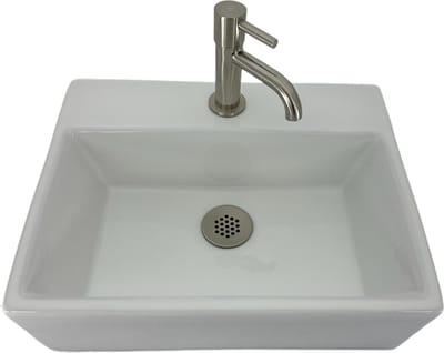 Fonteinset Latta L'aqua Keramisch met Geborsteld nikkel kraan en sifon