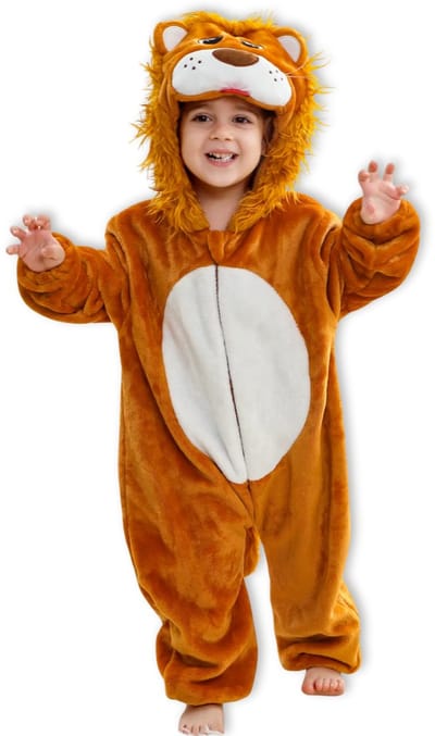 BoefieBoef Wilde Leeuw Dieren Kleuter Onesie Peuter Pyjama Kinderen 2 tot 4 jaar – Verkleedkleding met Luierrits – Carnaval Dierenpak - Kerst en Kraamcadeau - Zacht Flanel - Baby Romper - Boxpak - Jongens - Meisjes - Kruippak - Winterpak