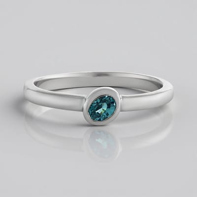 Cavill - 925 Sterling Zilver Ring - Geplatineerd - Ratanakiri Zirkoon 0 277 ct - Minimalistisch Elegant Blauwgroen - Dames 21x19 mm