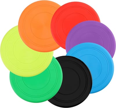 Hondenfrisbee 7 stuks hondenfrisbees, hondenschijf, rubberen vliegende schijf, frisbee hond voor hondentraining, gooien, vangen, spelen, hondenspeelgoed, 18 cm