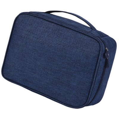 Organisateur Électronique Sac de Voyage pour Rangement d'Accessoires de Câbles Pochette Espace Séparé Libre Étanche pour Cordon de Câble bleu foncé