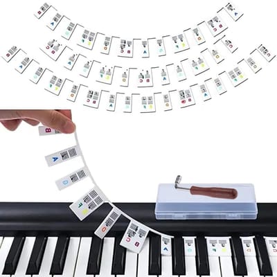 Piano Keyboard Stickers - Piano Notenlabels - Beginners Leren - Zacht Siliconen Materiaal - 61/88 Toetsen - Gekleurd