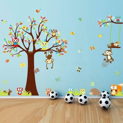 Muursticker Kinderkamer Xl Boom met dieren 234 x 150