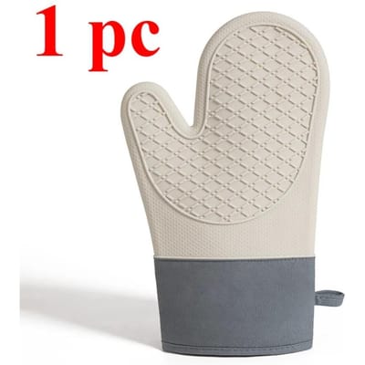 2 STUKS Siliconen Ovenwanten Oven Hittegeïsoleerde Vingerwanten Verdikte Anti Verbrandingswanten Keuken Bakgereedschap beige