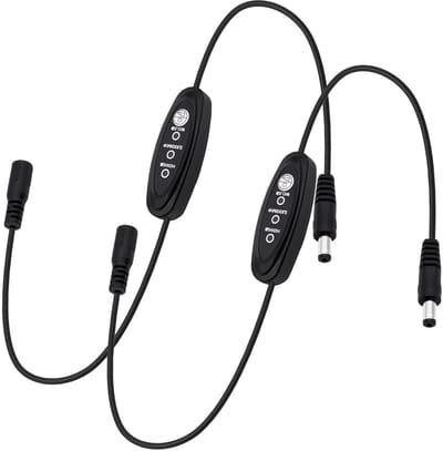 Verlengsnoer met 3-snelheden schakelaar, 5V DC Jack met controle, aanpasbare plug voor busadapter - 2 stuks, ideaal voor elektronica en apparaten