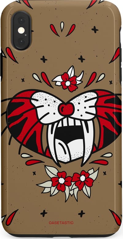 Casetastic hoesje geschikt voor Apple iPhone XS Max - Dubbellaagse bescherming - Wilde kracht - Fashion Case - Taupe Donkergrijs Bordeaux