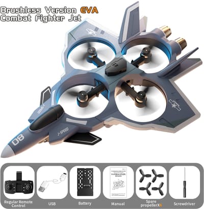 Bextunio RC Drone Fighter Jet - Brushless Motor - 360° Stunts - 2.4G Afstandsbediening - Oplaadbaar - RC Vliegtuig Speelgoed