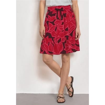 Kniehoge rok met print en volant