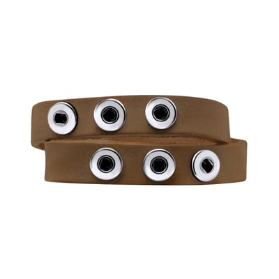 Quiges Dames Leren Armband voor 12mm Drukknopen/Chunks Donkerbruin - EBK046