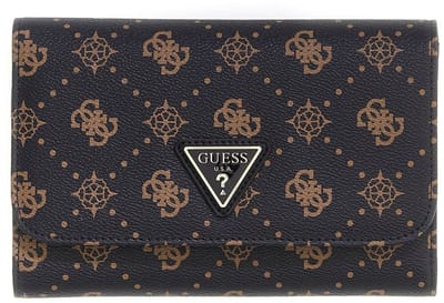 GUESS identiteitskaarthoesje Silia Passport Organizer Espresso Logo donkerbruin
