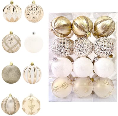 Dailygoods- Kerstballen Set van 24 Stuks - Onbreekbare Plastic - Gouden Kerstballen - Hangende Ornamenten - Feestelijke Decoraties - Voor Kerstboom - Kerstdecoratie