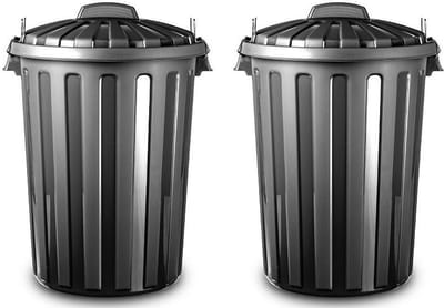 Plasticforte Vuilnisbak/afvalemmer met deksel - 2x - 31 liter - zwart - D37 x H52 cm
