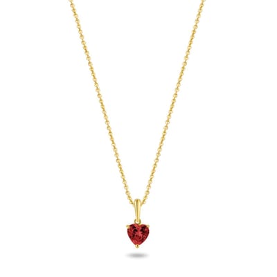 New Bling 9NBG-0690 – 14 Karaat Gouden Verstelbare Ketting Dames – Rood Zirkonia Hartje – 39+3+3 cm