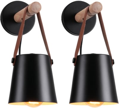 2 Stuks Wandlamp Slaapkamer Moderne Binnenwandlamp Vintage voor Woonkamer Gang Hall Zwart