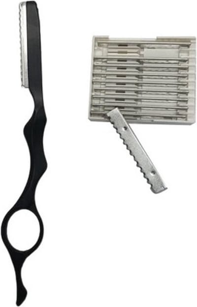 Professioneel Haarmes met 10 Vervangbare Mesjes – Kappersmes voor Textureren, Uitdunnen & Stylen – RVS Razor Kam