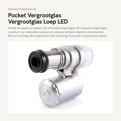 Dailygoods - Pocket Vergrootglas - Vergrootglas Loep - LED Verlichting - Zilver - Mini Zakmicroscoop - Geschikt voor Sieraden - Draagbaar en Comfortabel