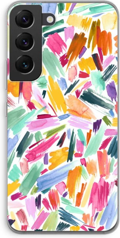 Case Company® - Hoesje geschikt voor Samsung Galaxy S22 hoesje - Watercolor Brushstrokes - Soft Cover Telefoonhoesje - Bescherming aan alle Kanten en Schermrand